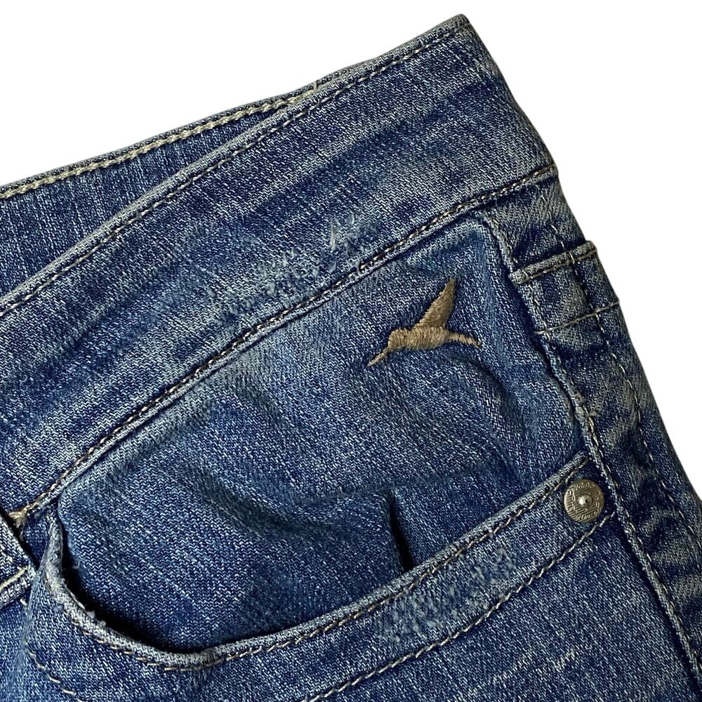 Y2K LowRise Flare Leg Embroidered Detailed Pocket Vtg 2000s Denim Light Wash - Picture 5 of 10